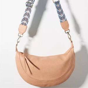 Anthropologie Tan Shoulder Bag with Patterned Strap